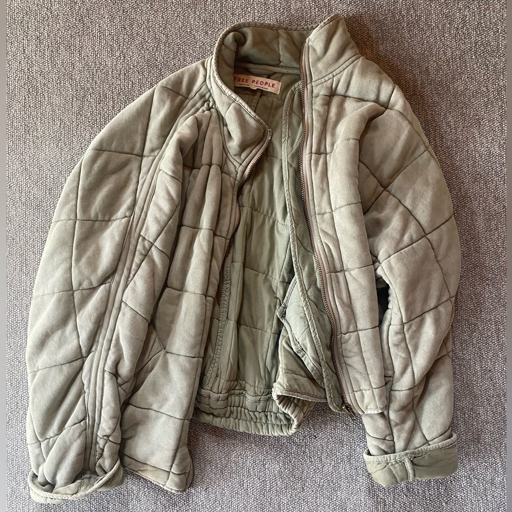 Free People Dolman Quilted Knit Jacket (Green)